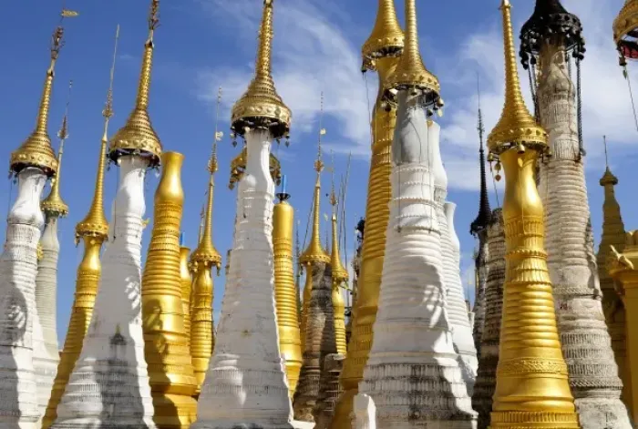 Framed Print : Asia, Myanmar (Burma), Lake Inle. Buddhist stupas at In Dein near Lake Inle Framed Print : Asia, Myanmar (Burma), Lake Inle. Buddhist stupas at In Dein near Lake Inle