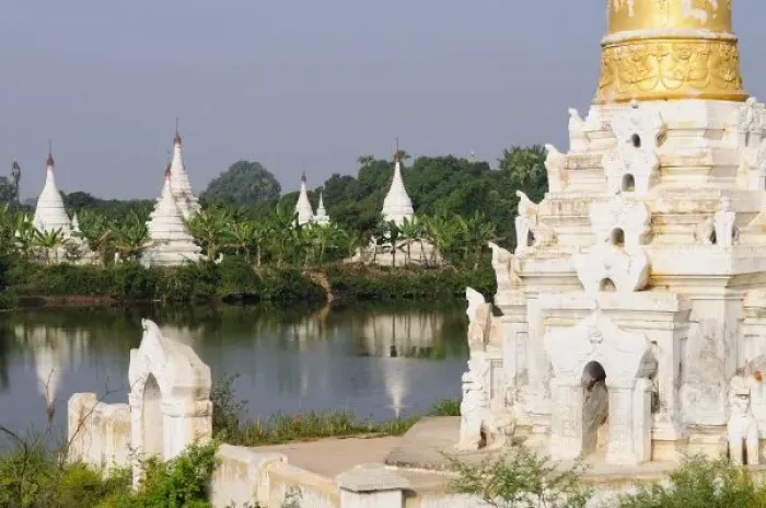 Framed Print : Asia, Myanmar (Burma), Mandalay. A buddhist temple complex near Mandalay