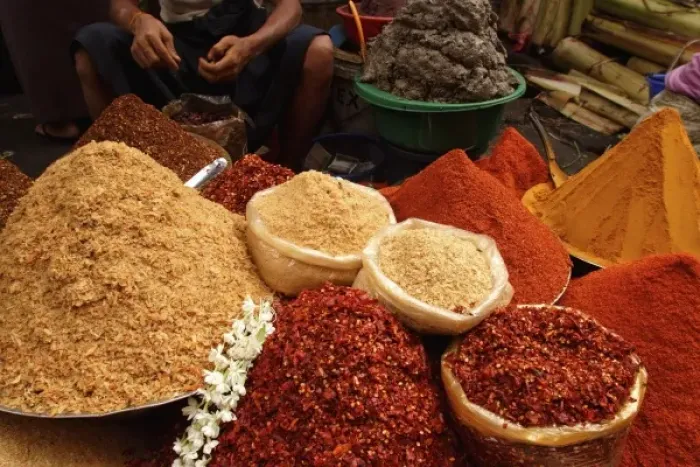Framed Print : Asia, Myanmar, Yangon, spices for sale at market Framed Print : Asia, Myanmar, Yangon, spices for sale at market