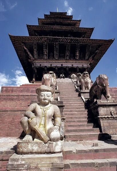 Asia, Nepal, Bhaktapur. The Nyatapola temple in Bhktapur, a World Heritage Site