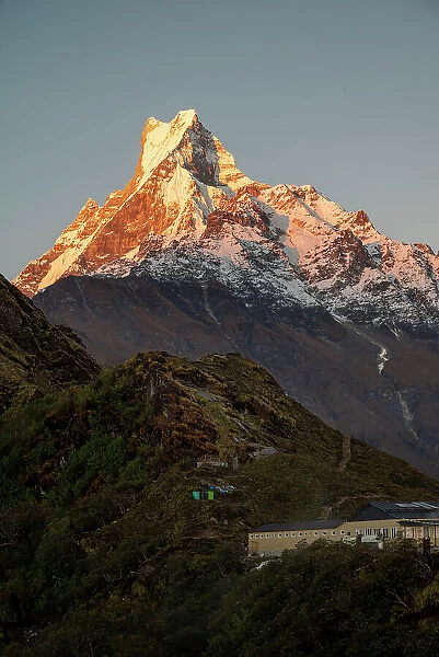 Asia, Nepal. Machapuchare Mountain from top of Mardi Himal Trek