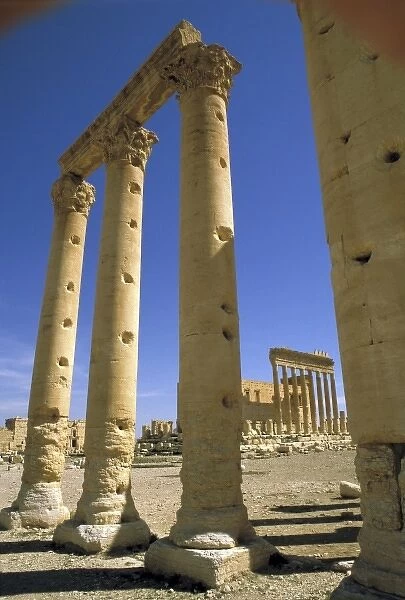 Asia, Syria, Palmyra. Temple of Bel, detail of doorway