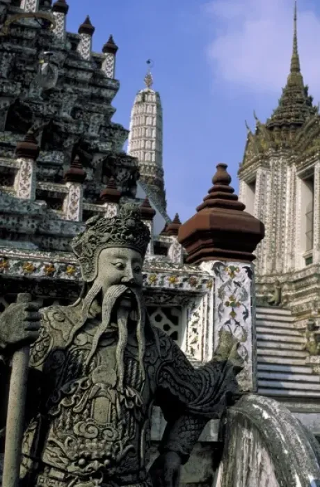 Framed Print : Asia, Thailand, Bangkok. Wat Arun (Temple of Dawn), temple guardian