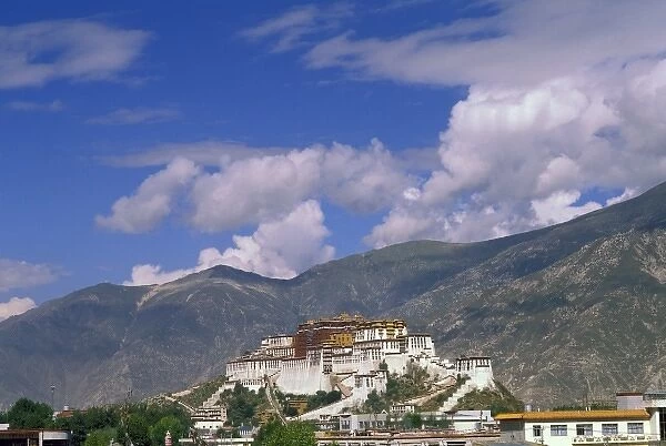 Asia, Tibet, Lhasa. Potala Palace and mountains