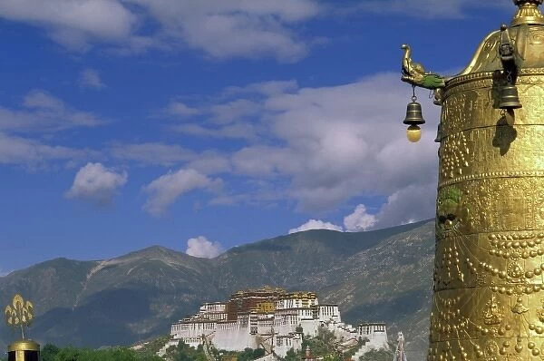 Asia, Tibet, Lhasa. View of Potala Palace from Jokhang Temple