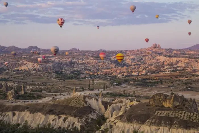 Framed Print : Asia, Turkey, Cappadocia. Hot Air Ballooning in Turkey, Goreme Valley, near Urgup