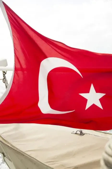 Framed Print : Asia, Turkey. The flag of Turkey is a red flag featuring a white crescent and a white star Framed Print : Asia, Turkey. The flag of Turkey is a red flag featuring a white crescent and a white star