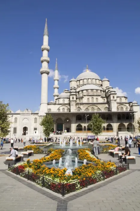 Framed Print : Asia, Turkey, Istanbul. The exterior of Yeni Cami Mosque is located in Eminonu neighborhood