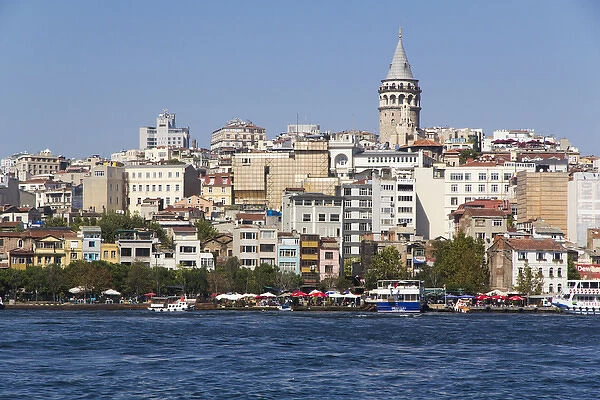 Asia, Turkey, Istanbul. Galata Tower, seen from the Golden Horn, Seraglio Point and Old Istanbul