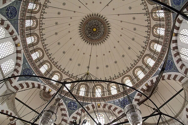 Asia, Turkey, Istanbul. Inside the Yeni Cami Mosque is located in Eminonu neighborhood of Istanbul