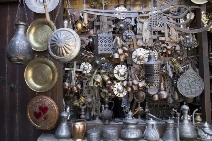 Framed Print : Asia, Turkey, Safranbolu. Marketplace displaying copper, tin, brass and locally welded