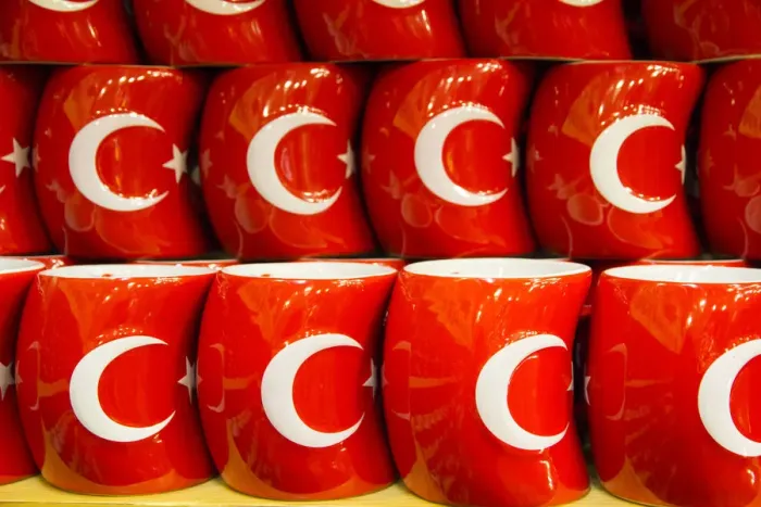 Framed Print : Asia, Turkey. Turkish souveniers often display their national flag Framed Print : Asia, Turkey. Turkish souveniers often display their national flag