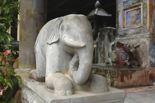 Asia, Vietnam. Carved stone elephant at the Hon Chen Temple, Hue, Thua Thienaa'Hue