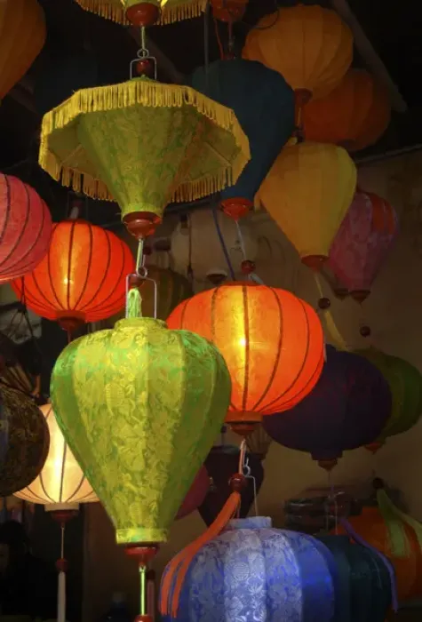 Framed Print : Asia, Vietnam. Colorful fabric lanterns for sale, Hoi An, Quang Nam Province