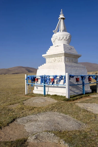 Asia, Western Mongolia. Stupa, religious marker found at the top of mountains and in high places