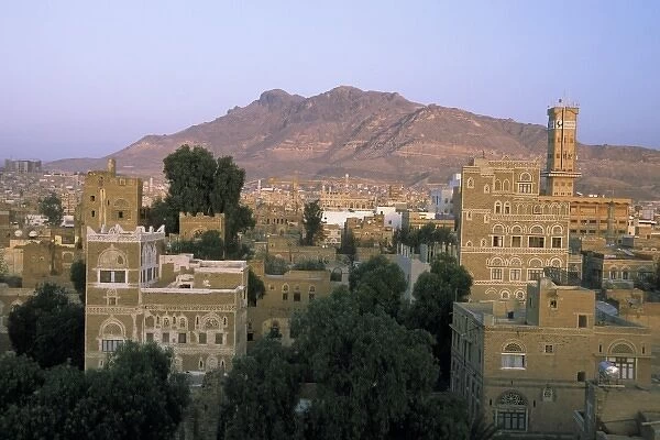 Asia, Yemen, Sana a. View over Bayt Sabri