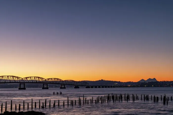 Framed Print : The Astoria Megler Bridge over the Columbia River in Washington State, USA