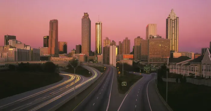 Framed Print : Atlanta Georgia skyline at sunrise Framed Print : Atlanta Georgia skyline at sunrise