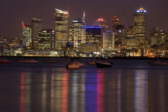 Framed Print : Auckland Central Business District and Waitemata Harbour, North Island, New Zealand