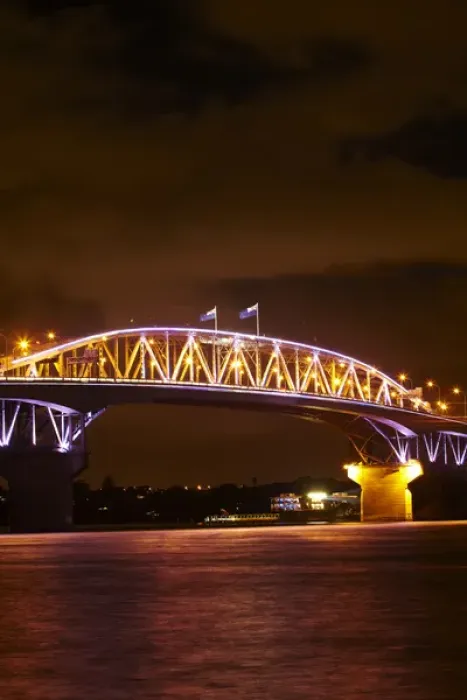Framed Print : Auckland Harbour Bridge and Waitemata Harbour at night, Auckland, North Island, New Framed Print : Auckland Harbour Bridge and Waitemata Harbour at night, Auckland, North Island, New