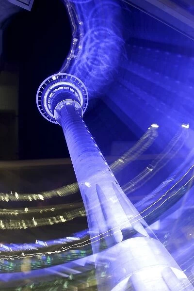 Auckland, New Zealand. An illuminated artistic view of Aucklands tallest building