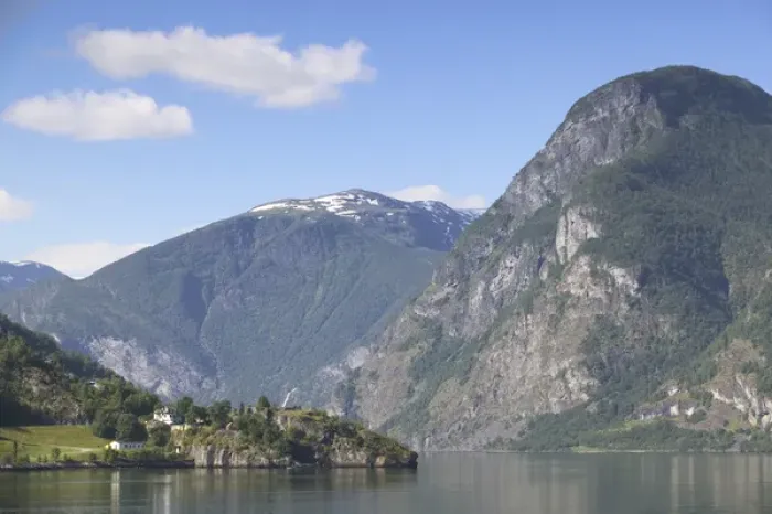 Framed Print : Aurland fjord between Flam and Gudvagan is situated in the innermost part of