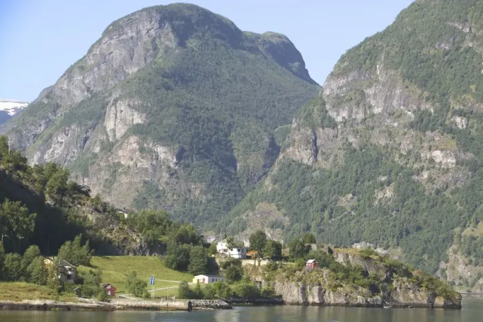 Framed Print : Aurland fjord between Flam and Gudvagan is situated in the innermost part of