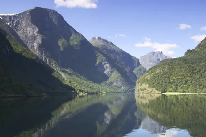 Framed Print : Aurland fjord  /  Naeroy Fjord between Flam and Gudvagan is situated in the innermost