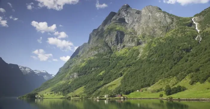 Framed Print : Aurland fjord  /  Naeroy Fjord between Flam and Gudvagan is situated in the innermost