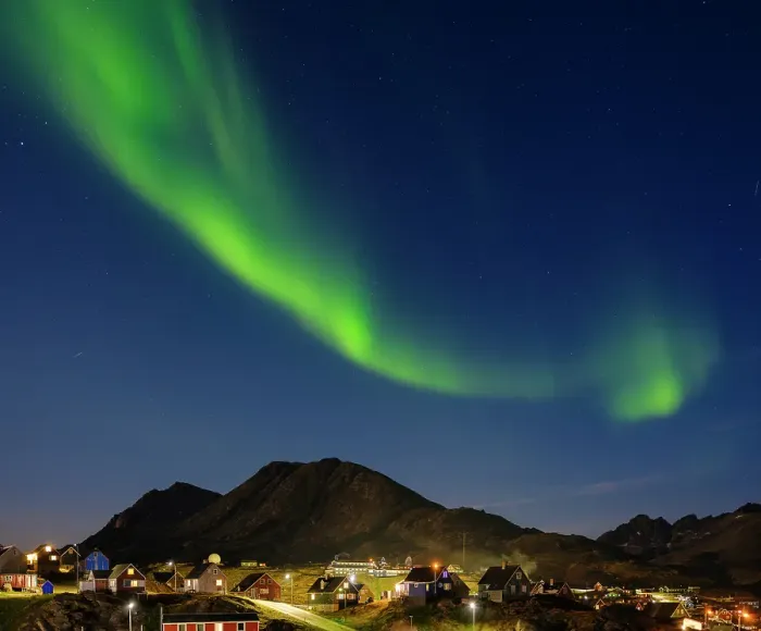 Framed Print : Aurora over the town. Town Tasiilaq (former Ammassalik), the biggest town in Greenland, Danish Territory, autumn Framed Print : Aurora over the town. Town Tasiilaq (former Ammassalik), the biggest town in Greenland, Danish Territory, autumn