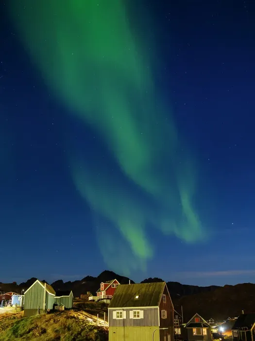 Framed Print : Aurora over the town. Town Tasiilaq (former Ammassalik), the biggest town in Greenland, Danish Territory, autumn Framed Print : Aurora over the town. Town Tasiilaq (former Ammassalik), the biggest town in Greenland, Danish Territory, autumn