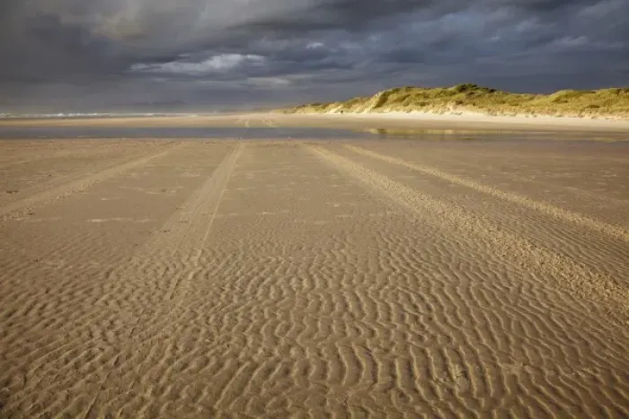 Framed Print : Australia. Sand Ripples, Tire Tracks, and Storm Clouds Framed Print : Australia. Sand Ripples, Tire Tracks, and Storm Clouds