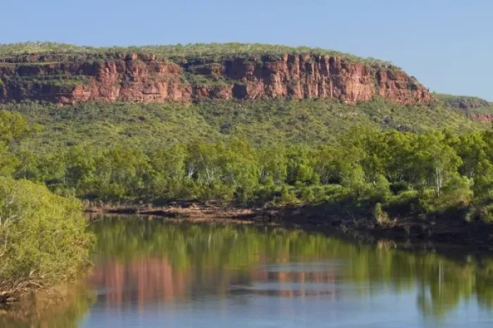 Framed Print : Australia. Escarpment reflected in Victoria River