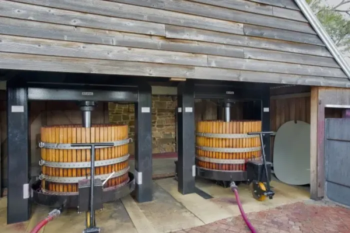 Framed Print : Australia, Barossa Valley, Krondorf. New hydraulic presses replicating