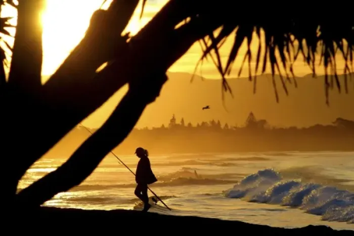 Framed Print : Australia. Byron Bay, Australia. Fishing is also popular in Byron Bay