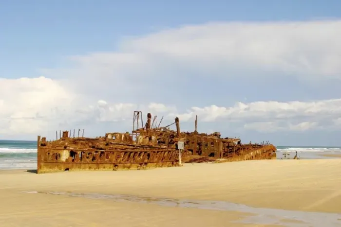 Framed Print : Australia. Fraser Island, Australia. Frasers most famous shipwreck shown