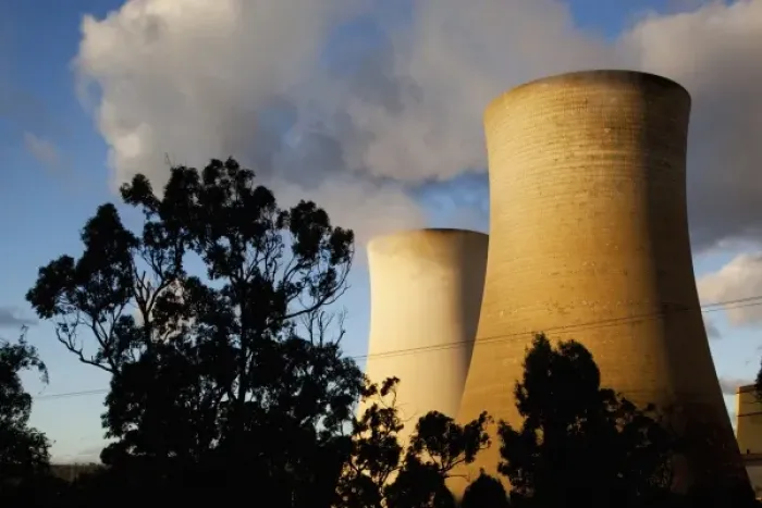 Framed Print : Australia, Victoria, Yallourn, Steam rises from cooling towers at coal-fired Framed Print : Australia, Victoria, Yallourn, Steam rises from cooling towers at coal-fired