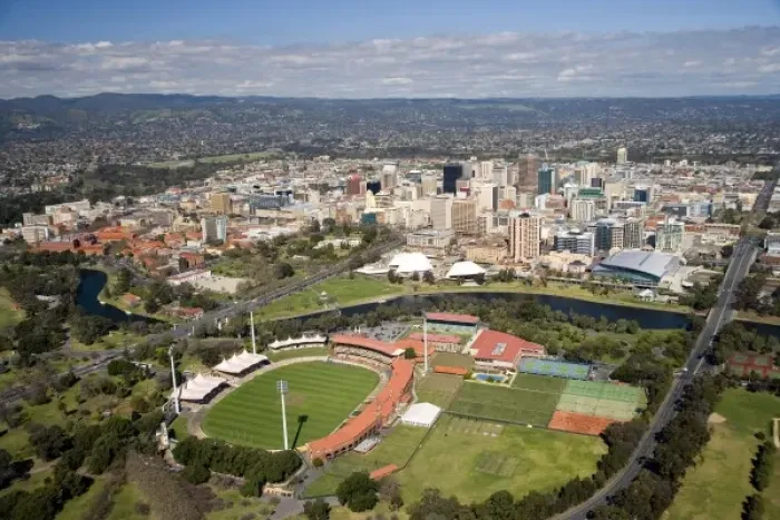 Framed Print : Australia. Adelaide Oval, River Torrens and Central Business District Framed Print : Australia. Adelaide Oval, River Torrens and Central Business District