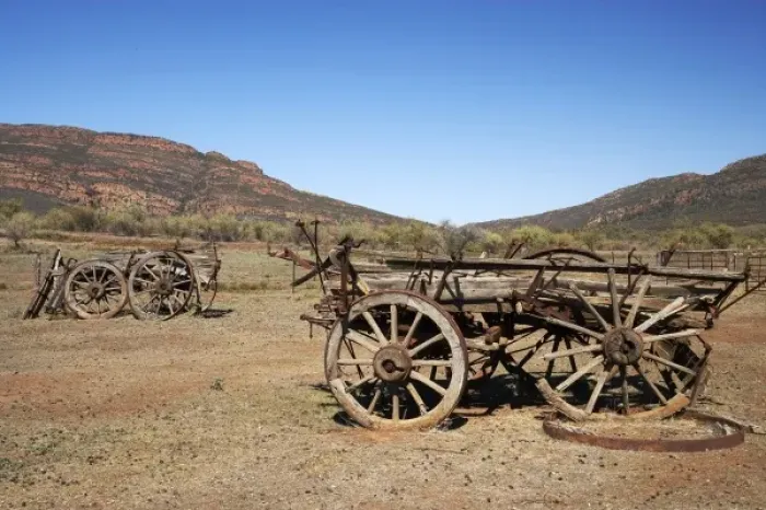 Framed Print : Australia. Old Wagons, Old Wilpena Station, Flinders Ranges National Park Framed Print : Australia. Old Wagons, Old Wilpena Station, Flinders Ranges National Park