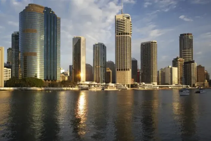 Framed Print : Australia, Queensland, Brisbane, Skyscrapers and Brisbane River
