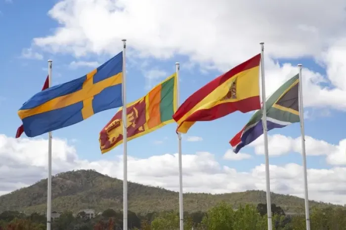 Framed Print : Australia, ACT, Canberra, International Flags Framed Print : Australia, ACT, Canberra, International Flags