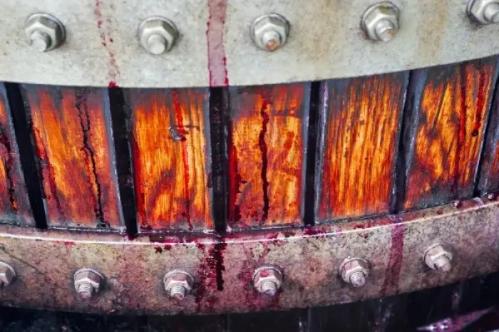 Framed Print : Australia, Barossa Valley, Krondorf. Close-up of new hydraulic presses replicating