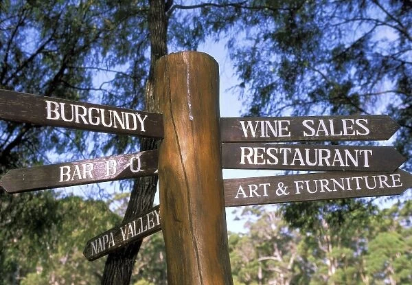 Australia, Margaret River. Signpost, Leeuwing Estate Winery
