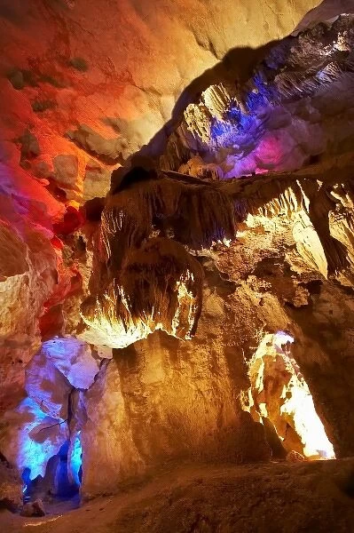 Australia, New South Wales, Jenolan Caves, Blue Mountains, Coloured Lights, Lucas Cave