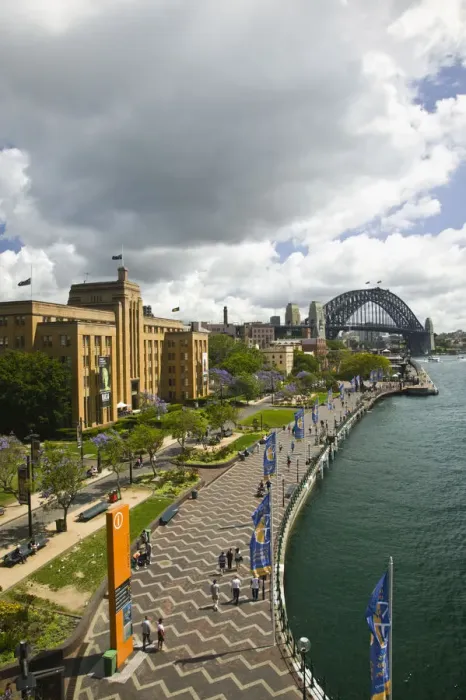 Framed Print : AUSTRALIA, New South Wales (NSW), Sydney. Overhead view of Sydney Cove Walkway aith