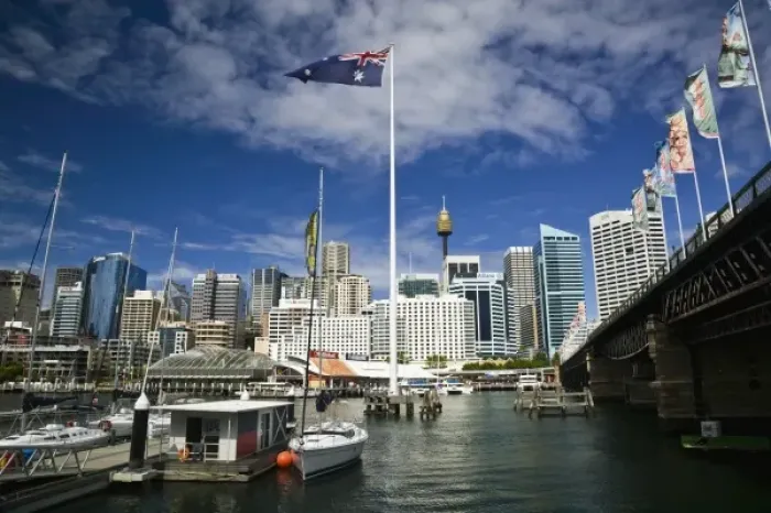 Framed Print : Australia, New South Wales (NSW), Sydney. City Skyline from Darling Harbour Framed Print : Australia, New South Wales (NSW), Sydney. City Skyline from Darling Harbour