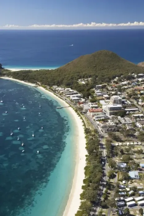 Framed Print : Australia, New South Wales, Shoal Bay, Port Stephens - aerial