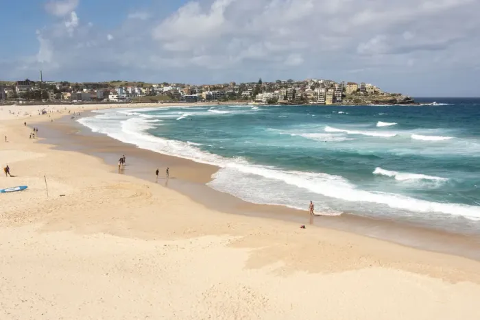 Framed Print : Australia, New South Wales, Sydney. Bondi Beach viewed from Bondi to Coogee coastal walk Framed Print : Australia, New South Wales, Sydney. Bondi Beach viewed from Bondi to Coogee coastal walk