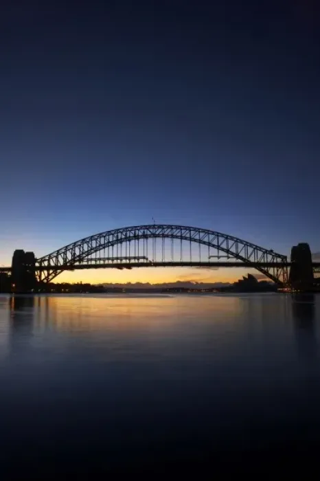Framed Print : Australia, New South Wales, Sydney, Sydney Harbour Bridge and Sydney Opera House at Dawn Framed Print : Australia, New South Wales, Sydney, Sydney Harbour Bridge and Sydney Opera House at Dawn
