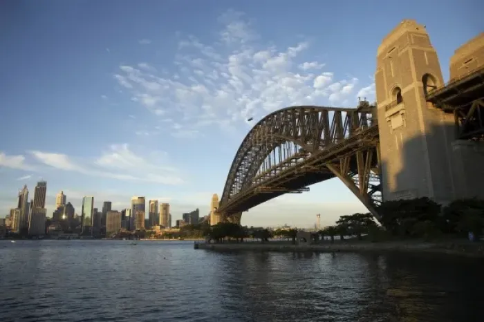 Framed Print : Australia, New South Wales, Sydney, First Light on Sydney Harbour Bridge and Central Business District Framed Print : Australia, New South Wales, Sydney, First Light on Sydney Harbour Bridge and Central Business District